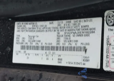 2014 Ford Fiesta S z USA, uszkodzony, nr VIN 3FADP4AJ0EM182286